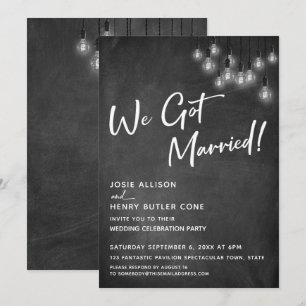 Convite Lousa Edison Luzes Modernas Nós Casamos