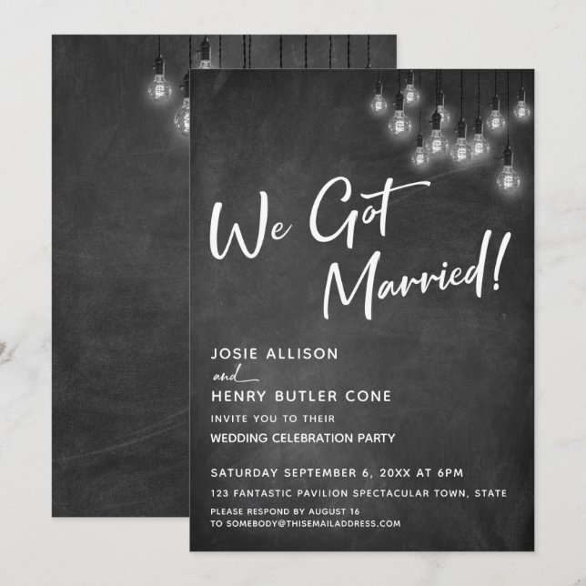 Convite Lousa Elétrica Casados à Primeira Vista (Frente/Verso)