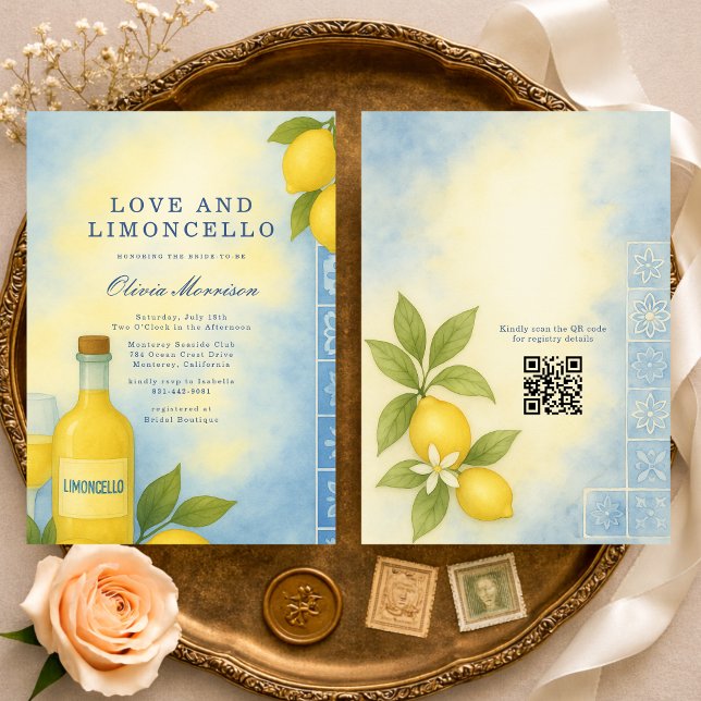 Convite Love and Limoncello Italian QR Code Bridal Shower (Criador carregado)
