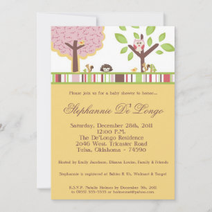 Convite Love and Nature Girl Woodla Baby Shower Invitation