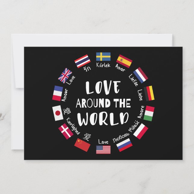 Convite Love Around the World Languages  (Frente)