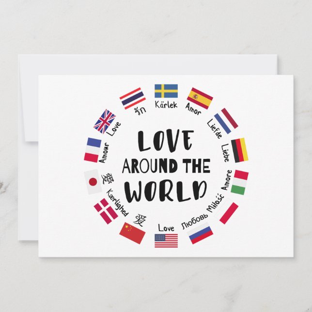 Convite Love Around the World Languages  (Frente)
