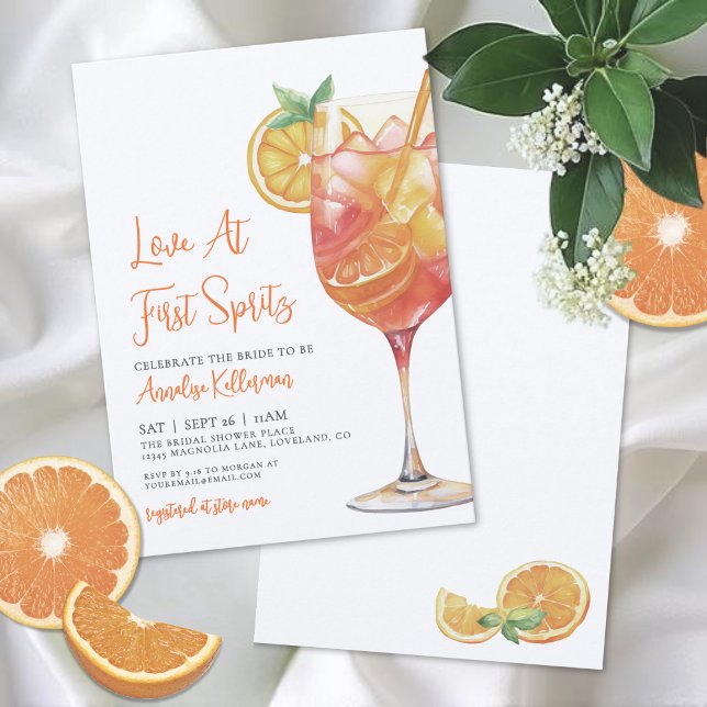 Convite Love At First Spritz Bridal Shower (Love At First Spritz Bridal Shower Invitation)