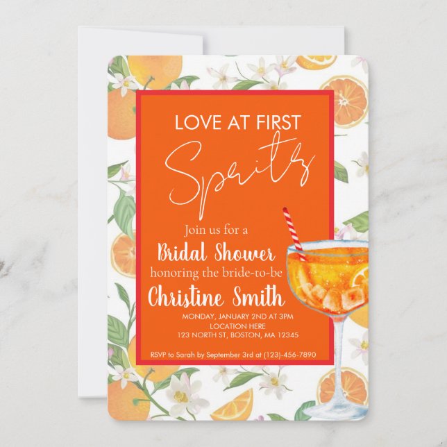 Convite Love at First Spritz Bridal Shower Invitation (Frente)