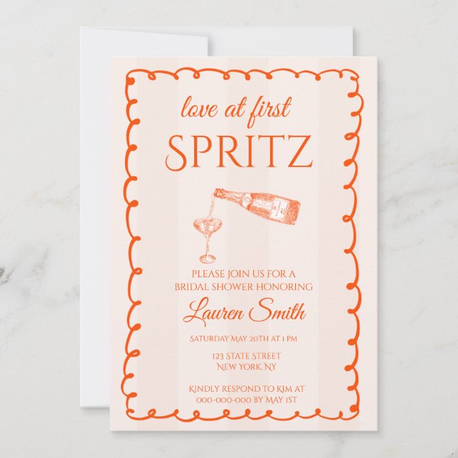 Convite Love at First Spritz Bridal Shower Invitation (Frente)