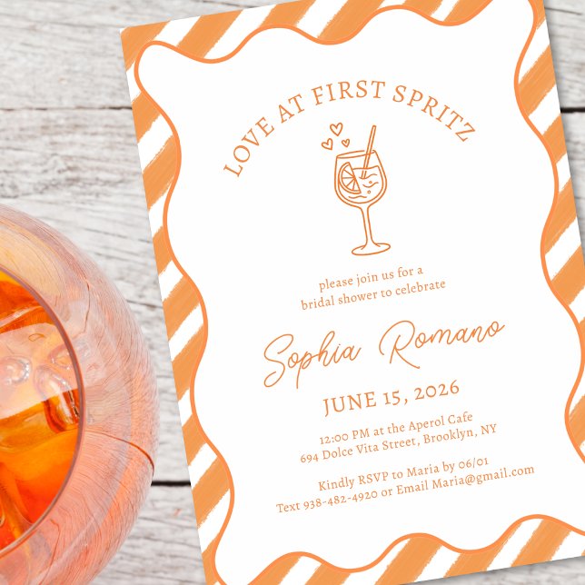 Convite Love at First Spritz Bridal Shower Italian Aperol  (Criador carregado)