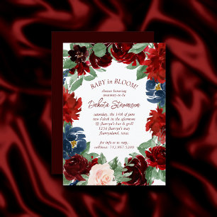 Convite Love Bloom   Borgonha Elegante Marsala Floral