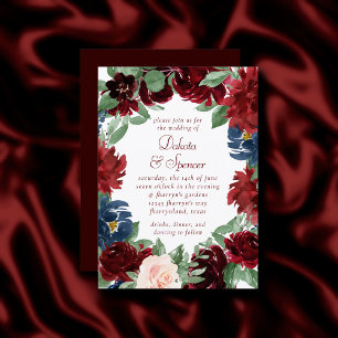 Convite Love Bloom Casamento Elegante Burgundy Marsala