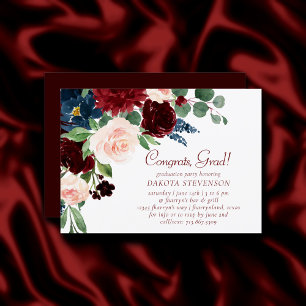 Convite Love Bloom   Elegante Borgonha Floral Dourada