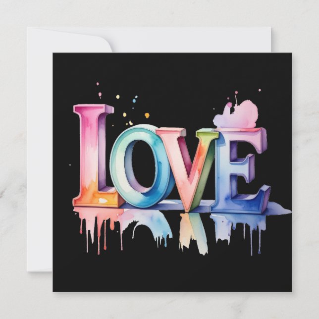 Convite Love Buchstaben in Pastellfarben 3D (Frente)