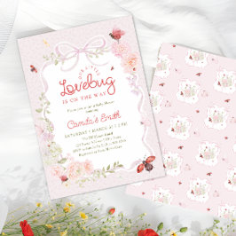 Convite Love Bug Floral Preppy Girl Baby Shower Invitation
