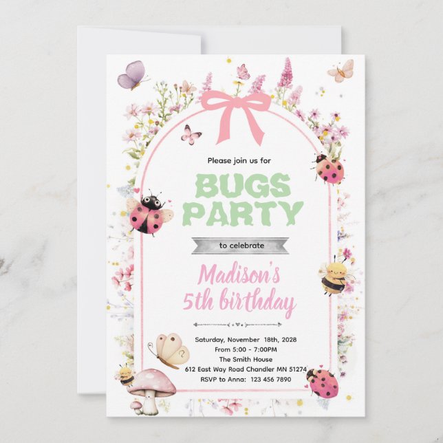 Convite Love bugs birthday party invitation (Frente)