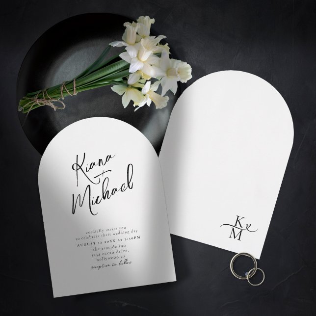 Convite Love Calliografia Wedding B&W Arch ID940 (Criador carregado)