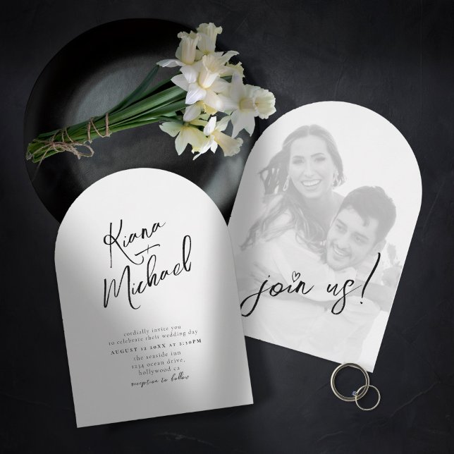 Convite Love Calliographic Photo Template B&W Arch ID940 (Criador carregado)