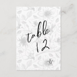 Convite Love Calliographic Table Number B&W ID940