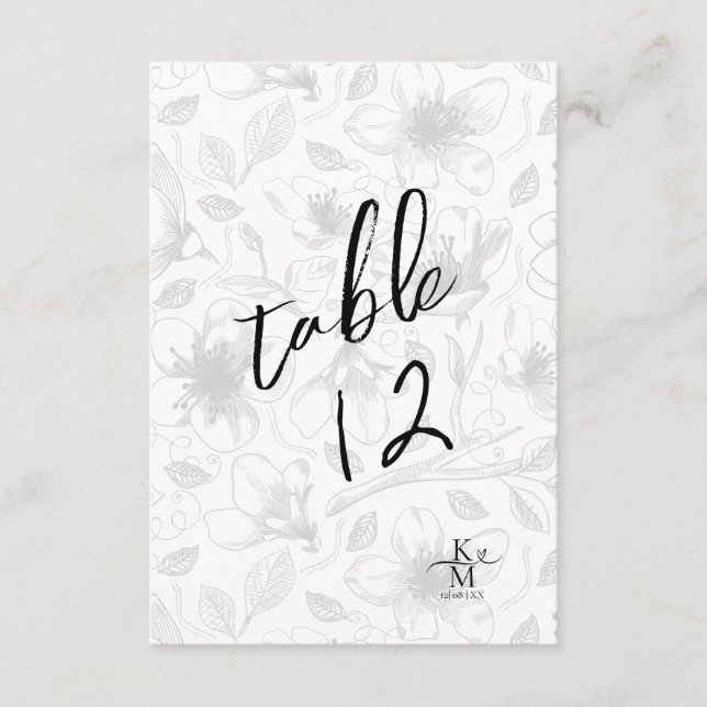 Convite Love Calliographic Table Number B&W ID940 (Frente)