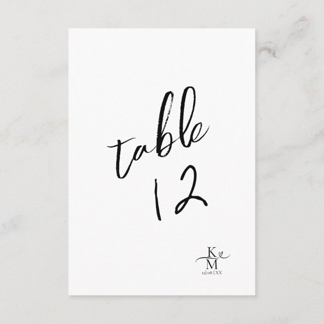 Convite Love Calliographic Table Number Black B&W ID940 (Verso)