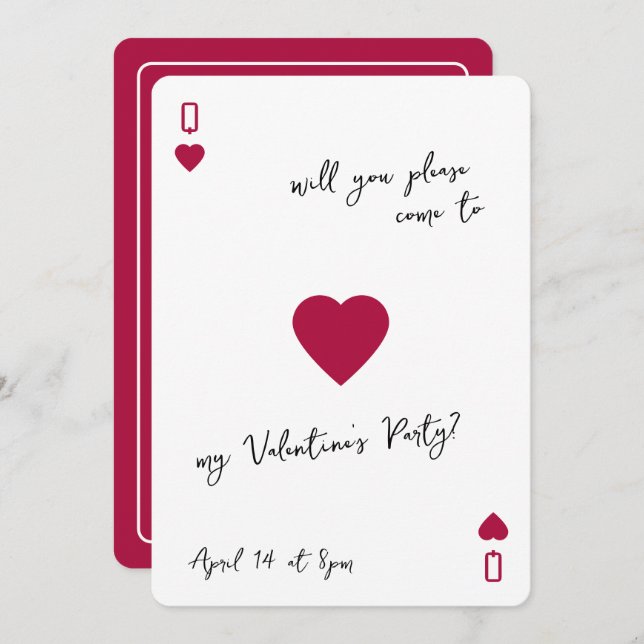 Convite Love Club Ace Of Hearts Card Valentines Invitation (Frente/Verso)