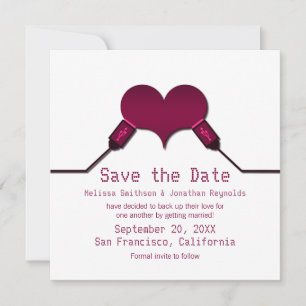 Convite Love Connection USB Save Date Invite, Fúcsia