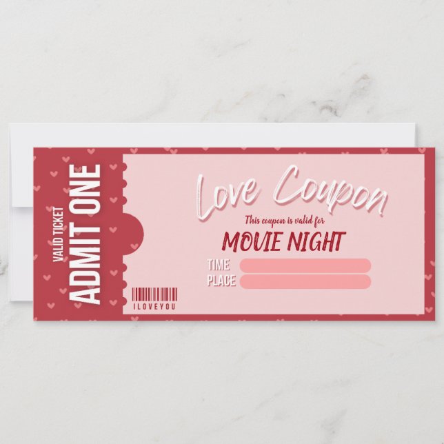 Convite Love Coupon Valentine's Day Card (Frente)