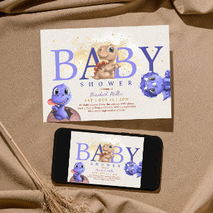 Convite Love Dino Simples Engraçado Dragão Cute Dragão Chá