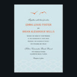 Convite Love Doves Weding Invtions - Sky Blue<br><div class="desc">Uma ilustração moderna de duas pombas do amor voando sobre as ondas do oceano cria uma bela estelaria de casamento para complementar sua romântica celebração à beira-mar. Mais cores disponíveis. Cores personalizadas disponíveis em request.com</div>