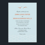 Convite Love Doves Weding Invtions - Sky Blue<br><div class="desc">Uma ilustração moderna de duas pombas do amor voando sobre as ondas do oceano cria uma bela estelaria de casamento para complementar sua romântica celebração à beira-mar. Mais cores disponíveis. Cores personalizadas disponíveis em request.com</div>