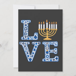 Convite Love Hanukkah Jewish Holiday Menorah