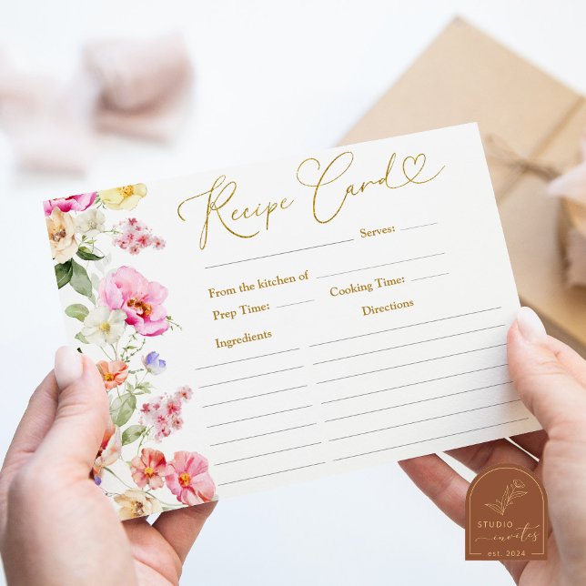 Convite Love In Bloom Bridal Shower Recipe Card (Criador carregado)