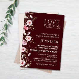 Convite Love in Bloom Burgundy Floral Bridal Shower 
