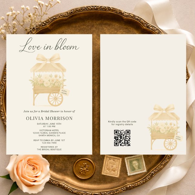 Convite Love in Bloom Flower Market QR Code Bridal Shower (Criador carregado)