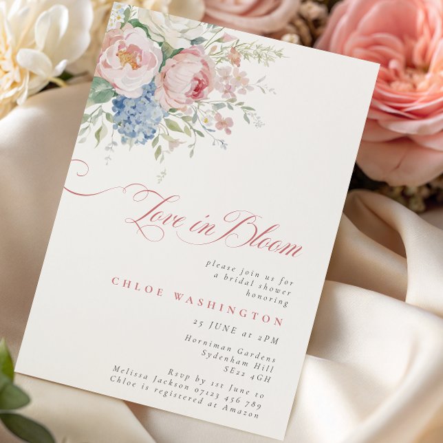 Convite Love in Bloom Pastel Pink & Blue Bridal Shower (Criador carregado)