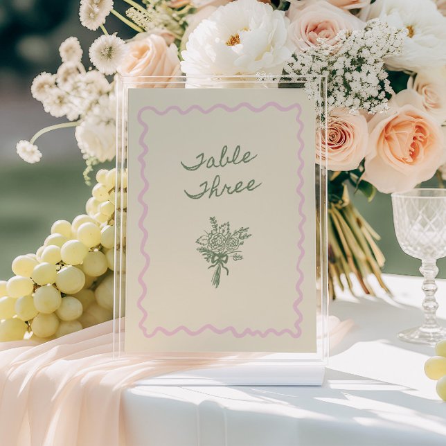 Convite Love in Bloom Whimsical Handwritten Table 3 Card (Criador carregado)