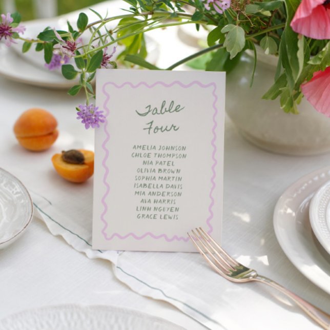 Convite Love in Bloom Whimsical Handwritten Table 4 Card (Criador carregado)