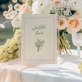 Convite Love in Bloom Whimsical Handwritten Table One Card