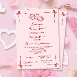 Convite Love is Berry Sweet Pink Coquette Bridal Shower