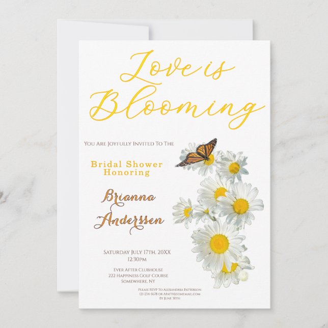 Convite Love Is Blooming Wildflower Daisy Bridal Shower (Frente)