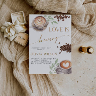 Convite Love is Brewing Bridal Shower- Coffee Theme Party