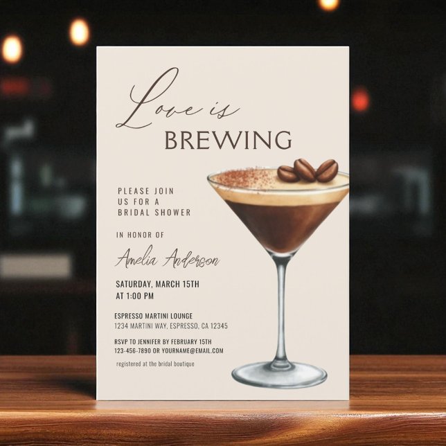 Convite Love is Brewing Bridal Shower Espresso Martini (Criador carregado)