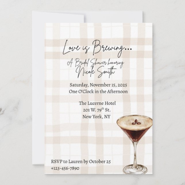 Convite Love is Brewing Bridal Shower Invitation (Frente)