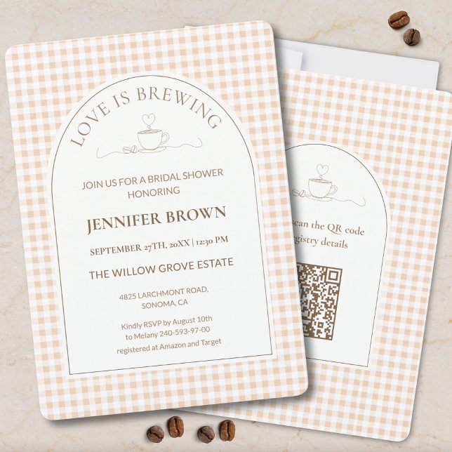 Convite Love Is Brewing Bridal Shower Invitation | Coffee  (Criador carregado)