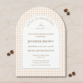 Convite Love Is Brewing Bridal Shower Invitation | Gingham