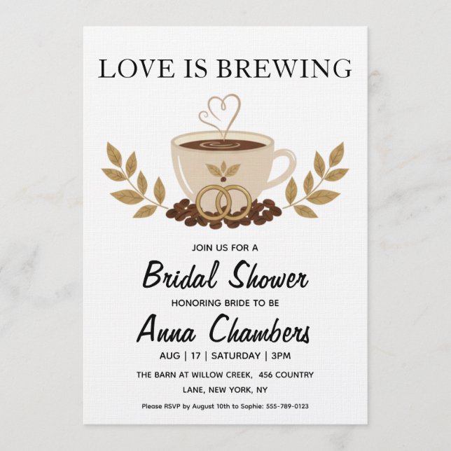 Convite love is brewing bridal shower invitations (Frente)