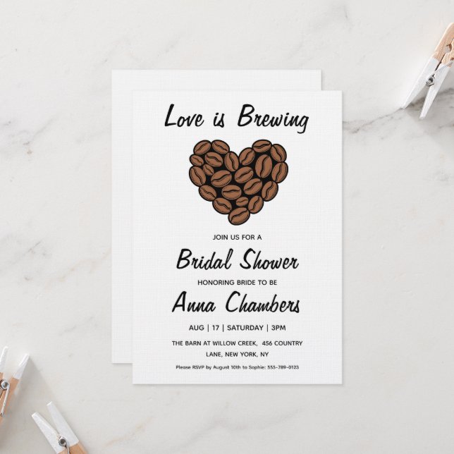 Convite love is brewing bridal shower invitations (Frente/Verso In Situ)