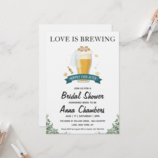Convite love is brewing bridal shower invitations (Frente/Verso In Situ)