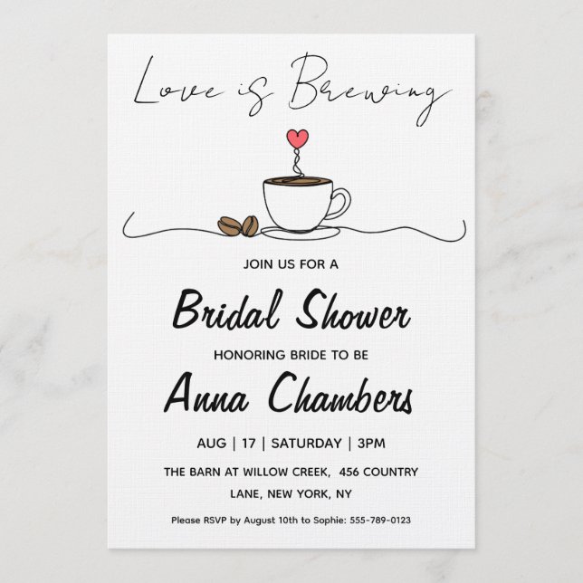 Convite love is brewing bridal shower invitations (Frente)