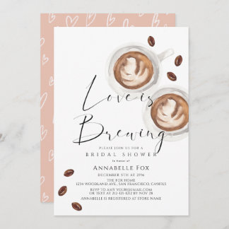 Convite Love is Brewing Cappuccino Coffee Bridal Shower