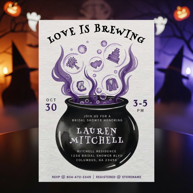 Convite Love is Brewing Cauldron Halloween Bridal Shower (Criador carregado)