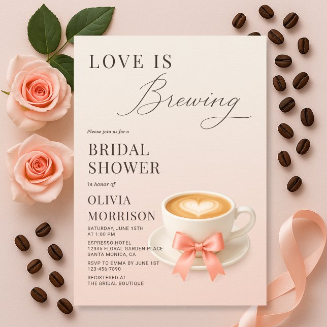 Convite Love is Brewing Coffee Bridal Shower (Criador carregado)