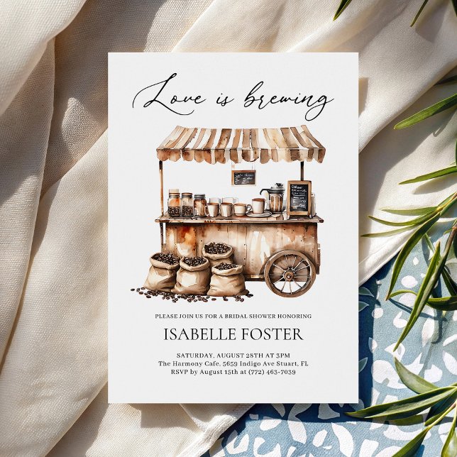 Convite Love is Brewing Coffee Bridal Shower Rustic (Criador carregado)